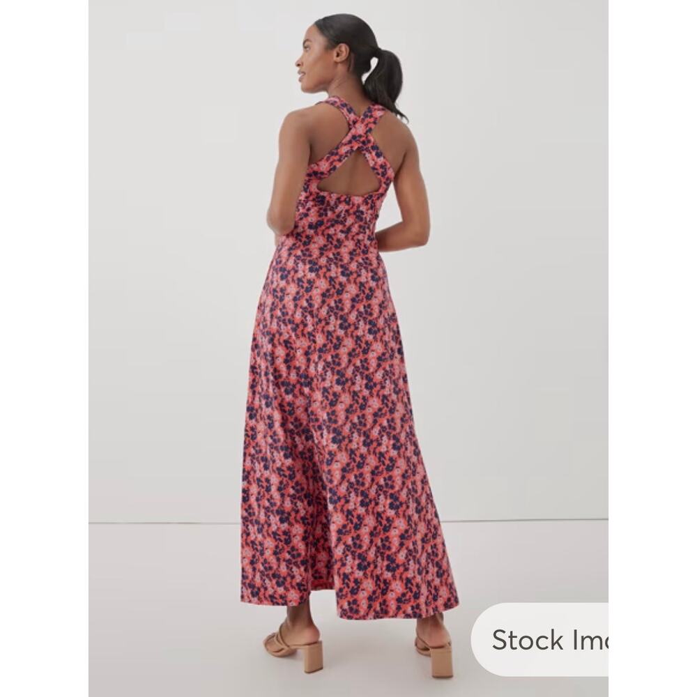 Pact Cotton Fit & Flare Open Back Maxi Dress Sweet Floral Cayenne - Picture 2 of 12